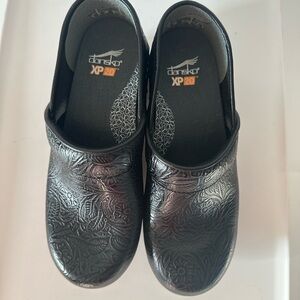 Dansko Black Embossed Leather Clogs